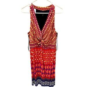 Laundry By Shelli Segal Striped Multicolor Geometric Sleeveless Lined Maxi Dress
